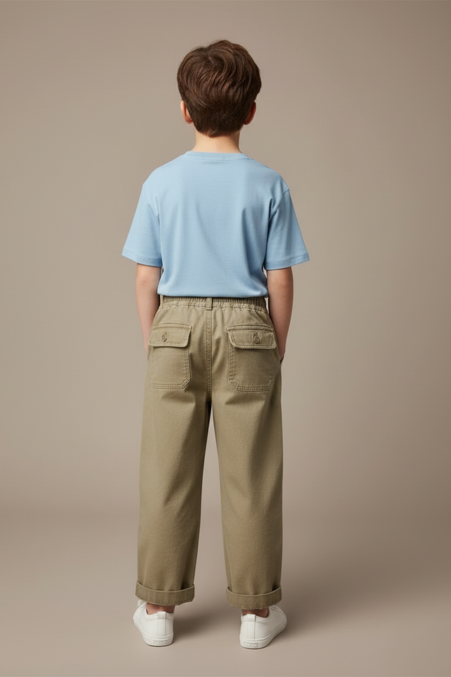 Pantalon Cargo Garçon Kaki Large Toile - vue 2