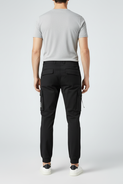 Pantalon Cargo Noir Homme Coupe Slim Poches - Coton - vue 2