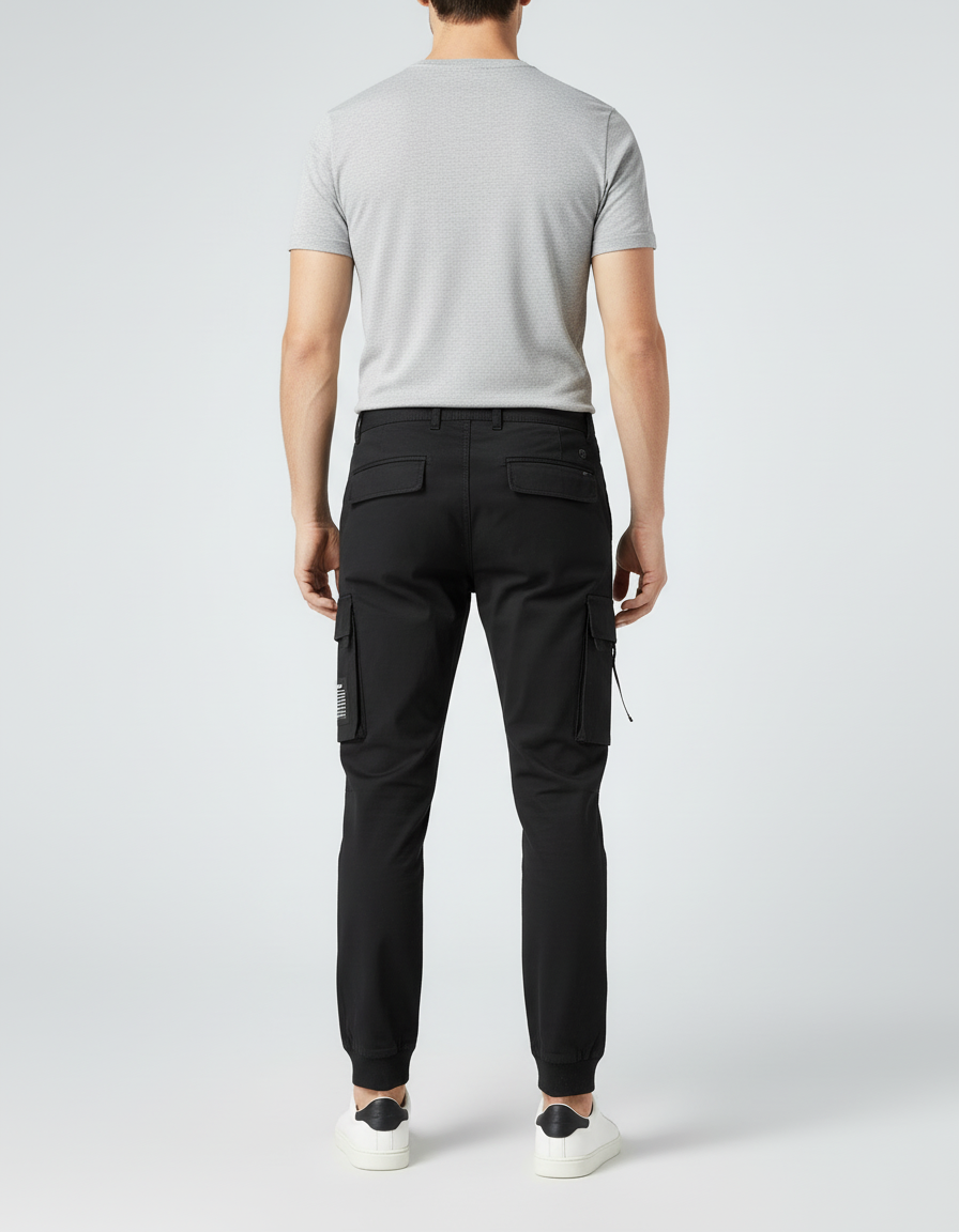Pantalon Cargo Noir Homme Coupe Slim Poches - Coton - vue 2