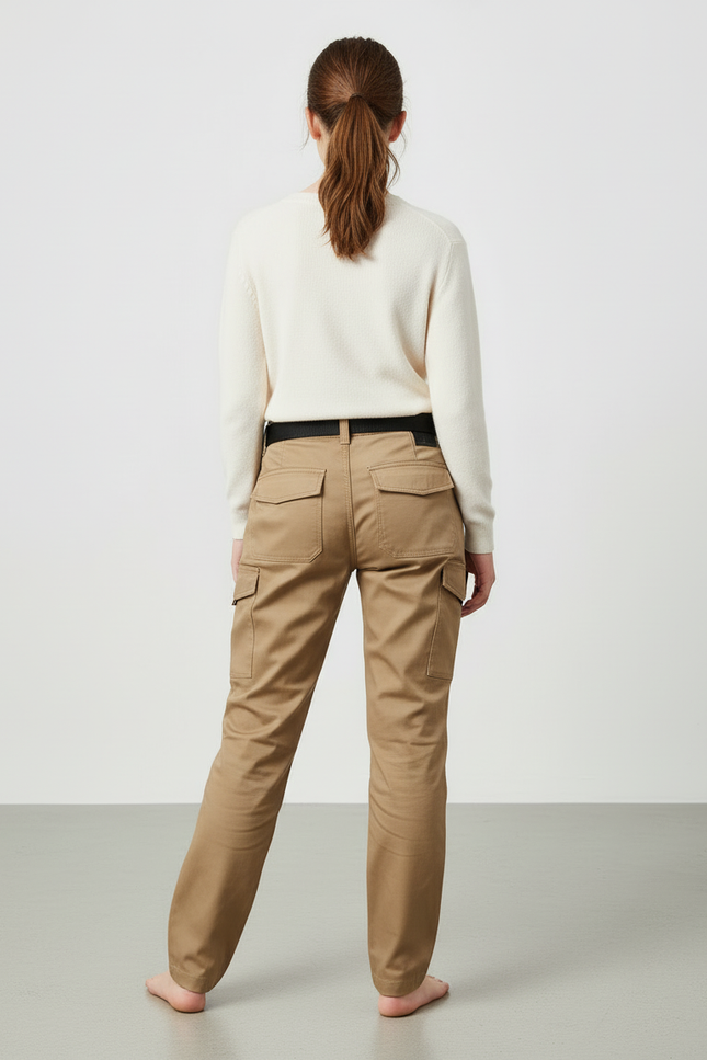 Pantalon Cargo Beige, Ample, Multi-Poches, Décontracté - Gabardine - vue 2