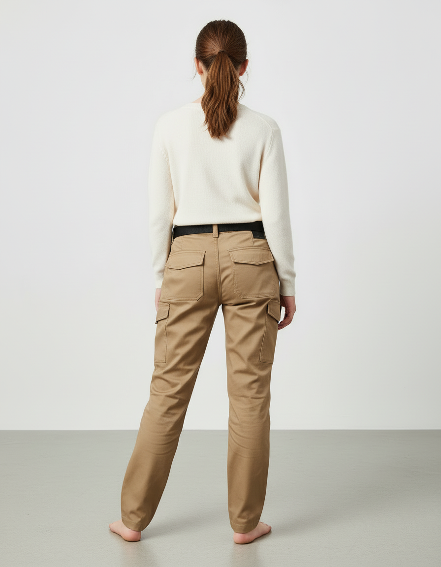 Pantalon Cargo Beige, Ample, Multi-Poches, Décontracté - Gabardine - vue 2