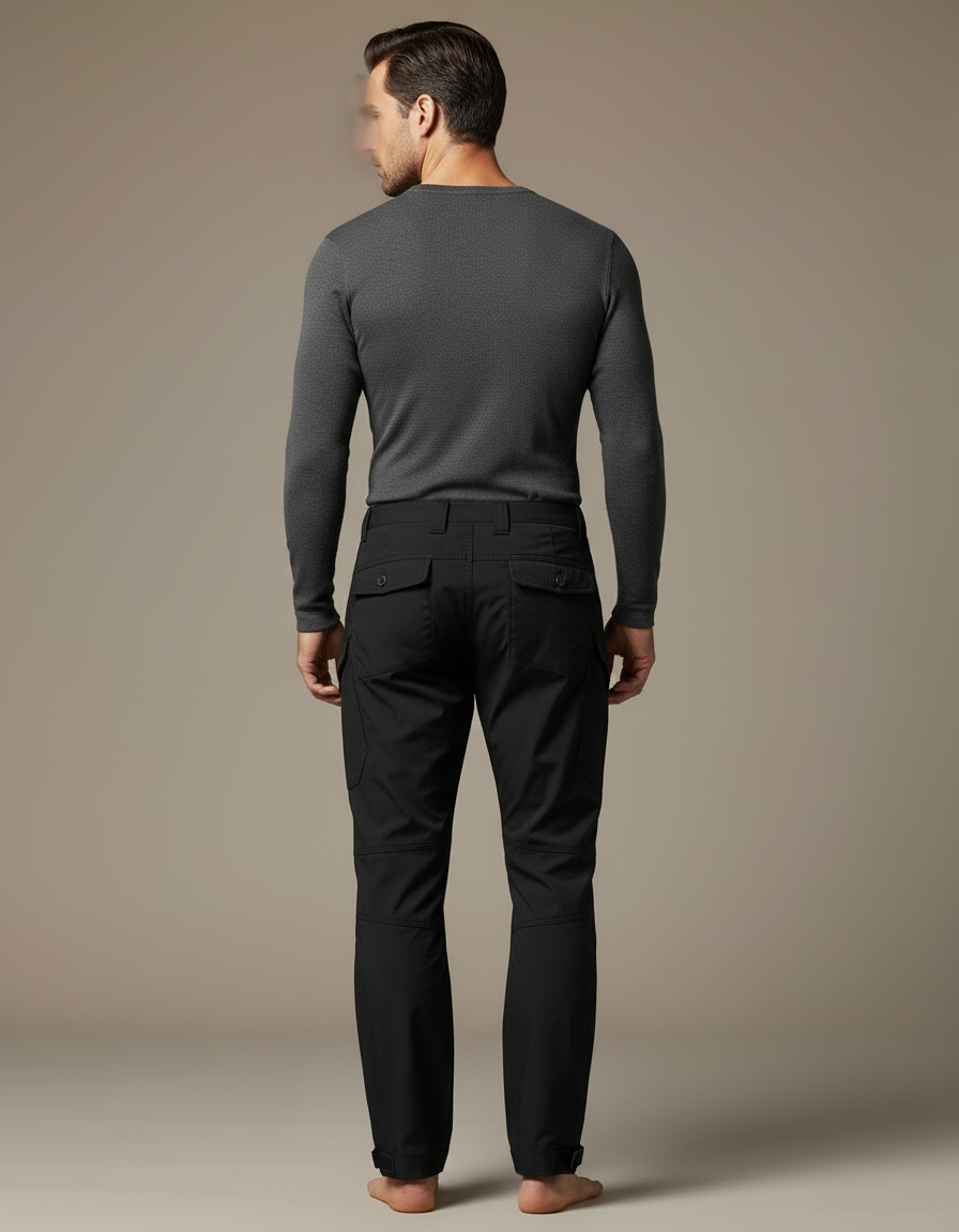 Pantalon Cargo Noir Homme Tactique Multi-Poches Résistant - Polyester - vue 2