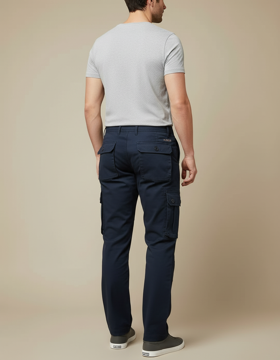 Pantalon Cargo Marine Coton Décontracté Multipoches - Toile - vue 2