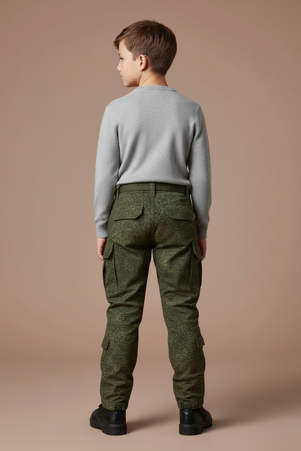 Pantalon Cargo Militaire Camouflage Vert Garçon Tactique - Toile - vue 2