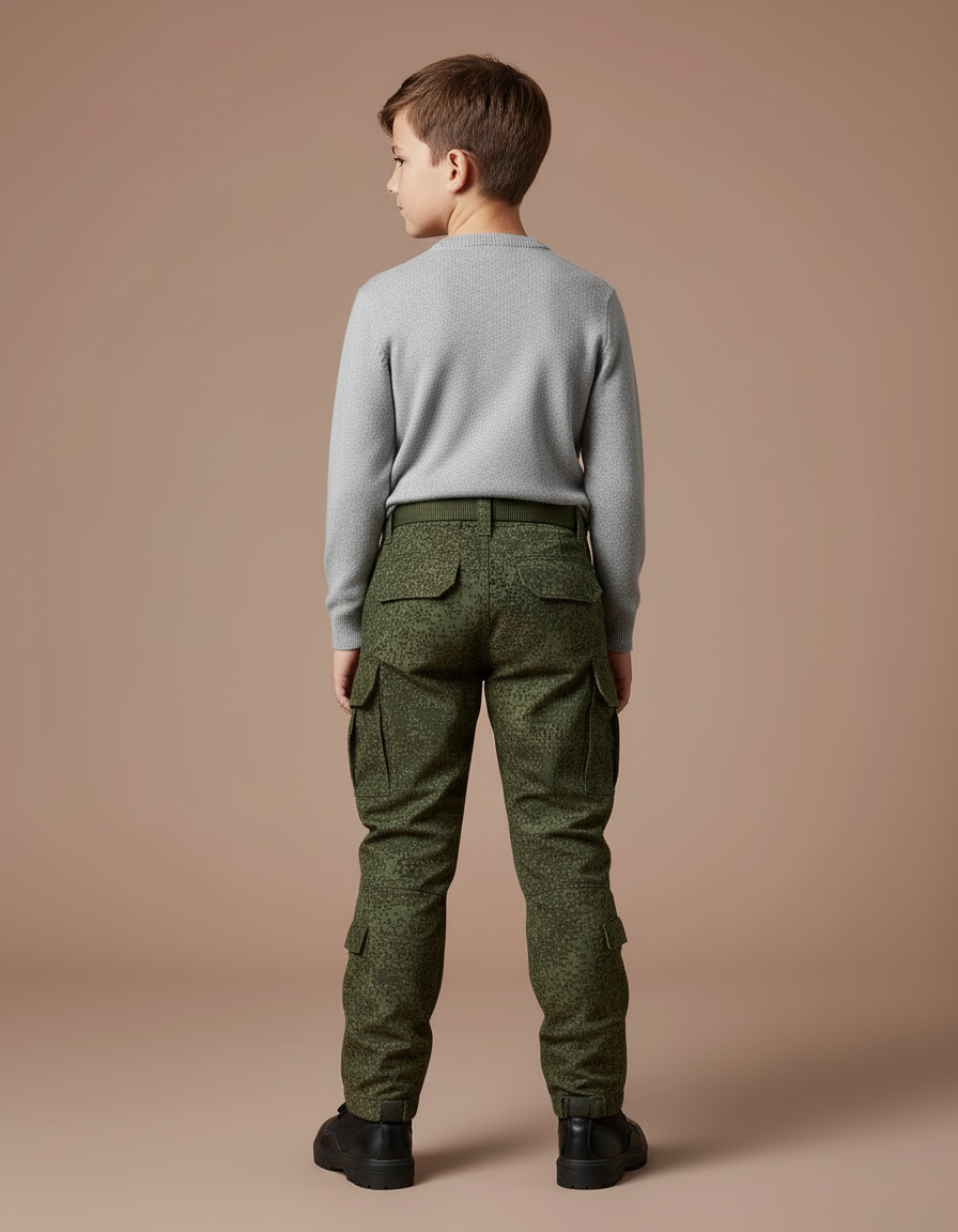 Pantalon Cargo Militaire Camouflage Vert Garçon Tactique - Toile - vue 2