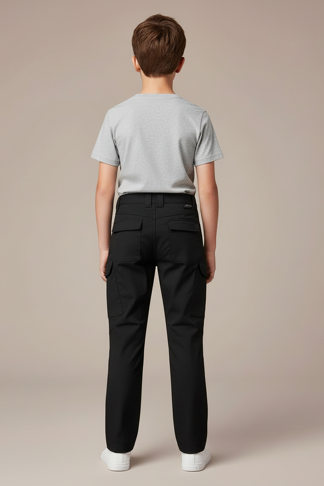 Pantalon Cargo Noir Enfant Multipoches Solide Décontracté - Toile - vue 2