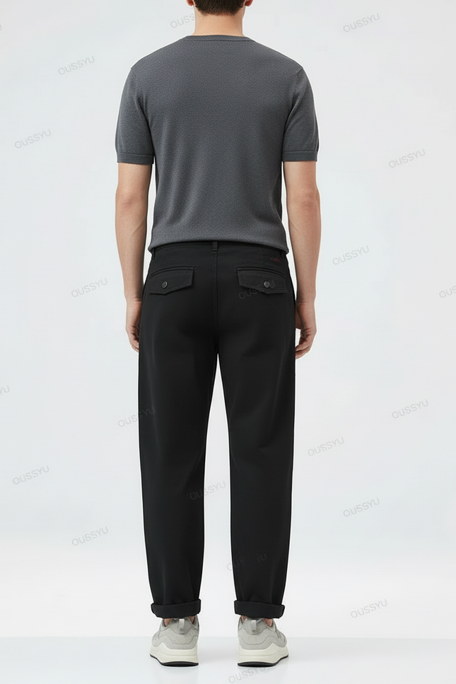 Pantalon Cargo Noir Ample Coton Homme Décontracté - Toile - vue 2