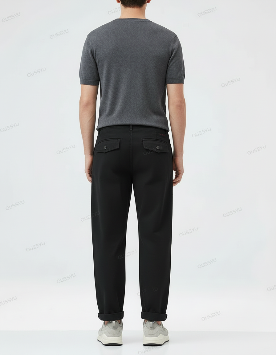 Pantalon Cargo Noir Ample Coton Homme Décontracté - Toile - vue 2