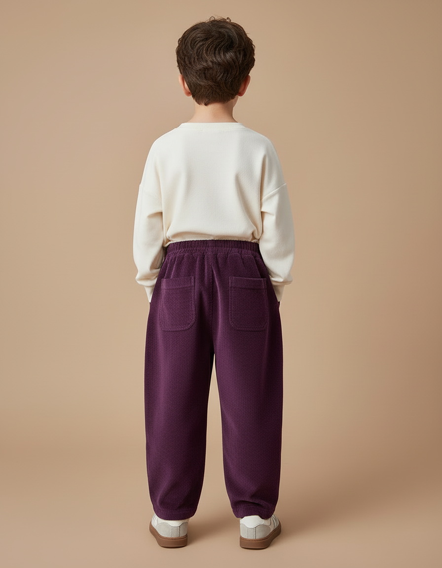 Pantalon Cargo Violet Côtelé Ample Confortable Enfant - Cordé - vue 2