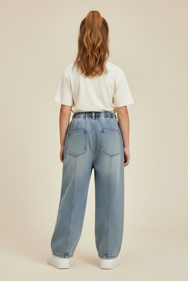 Pantalon Cargo Denim Ample Bleu Clair Enfant - Jean - vue 2