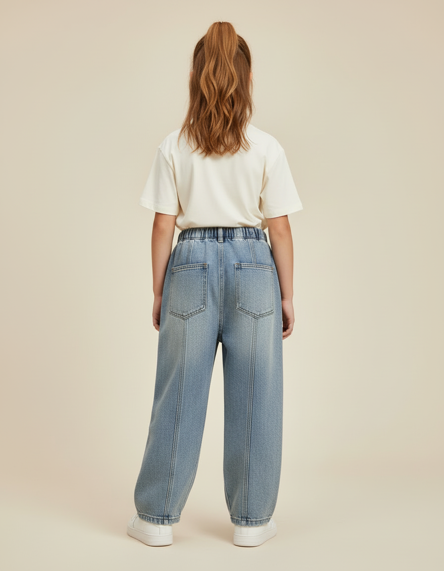 Pantalon Cargo Denim Ample Bleu Clair Enfant - Jean - vue 2