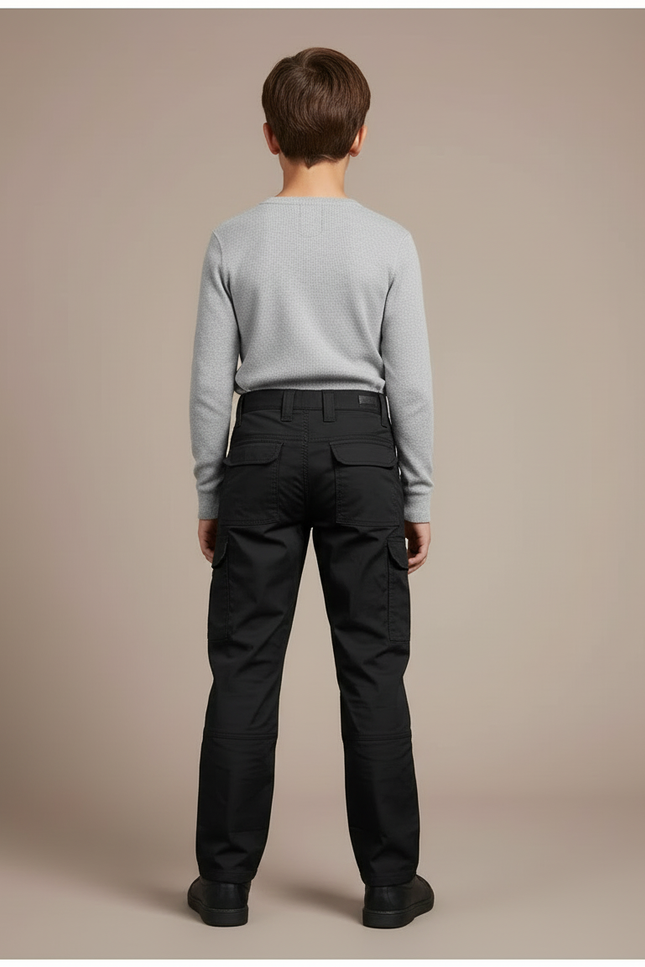 Pantalon Cargo Noir Enfant Multipoches Coton - vue 2