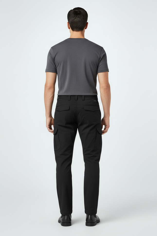 Pantalon Cargo Noir Homme Coupe Droite Tactique - Polyester - vue 2