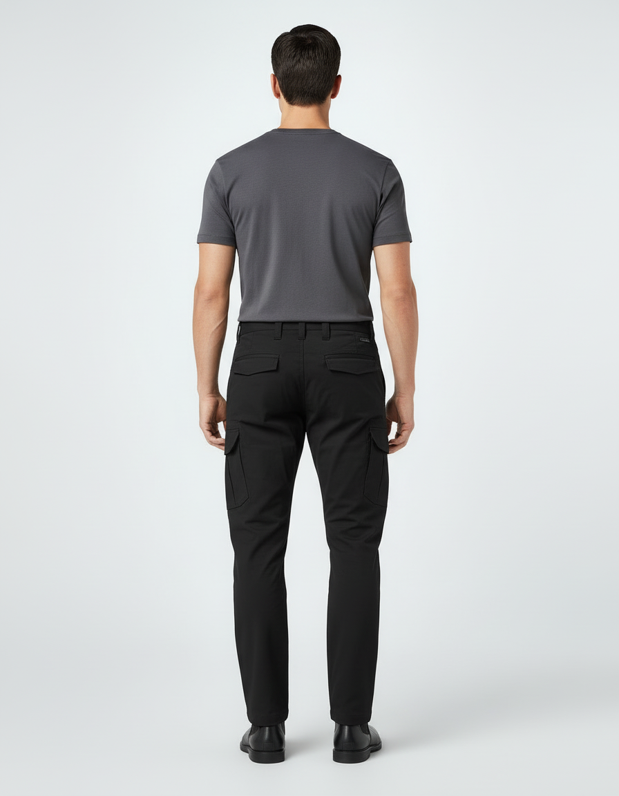Pantalon Cargo Noir Homme Coupe Droite Tactique - Polyester - vue 2