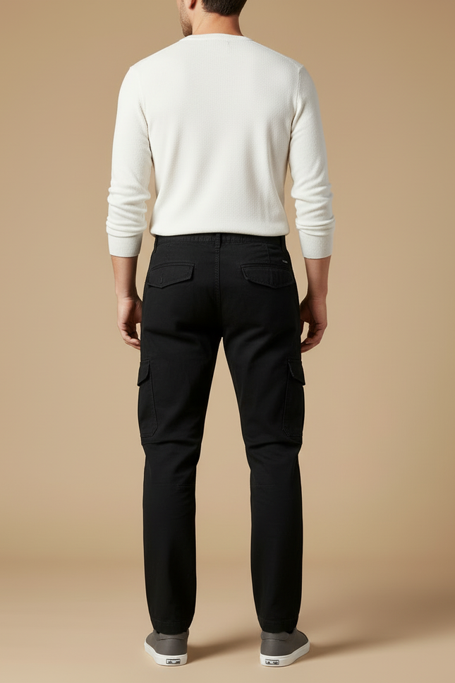 Pantalon Cargo Noir Coton Multipoches Confortable Moderne Homme - vue 2