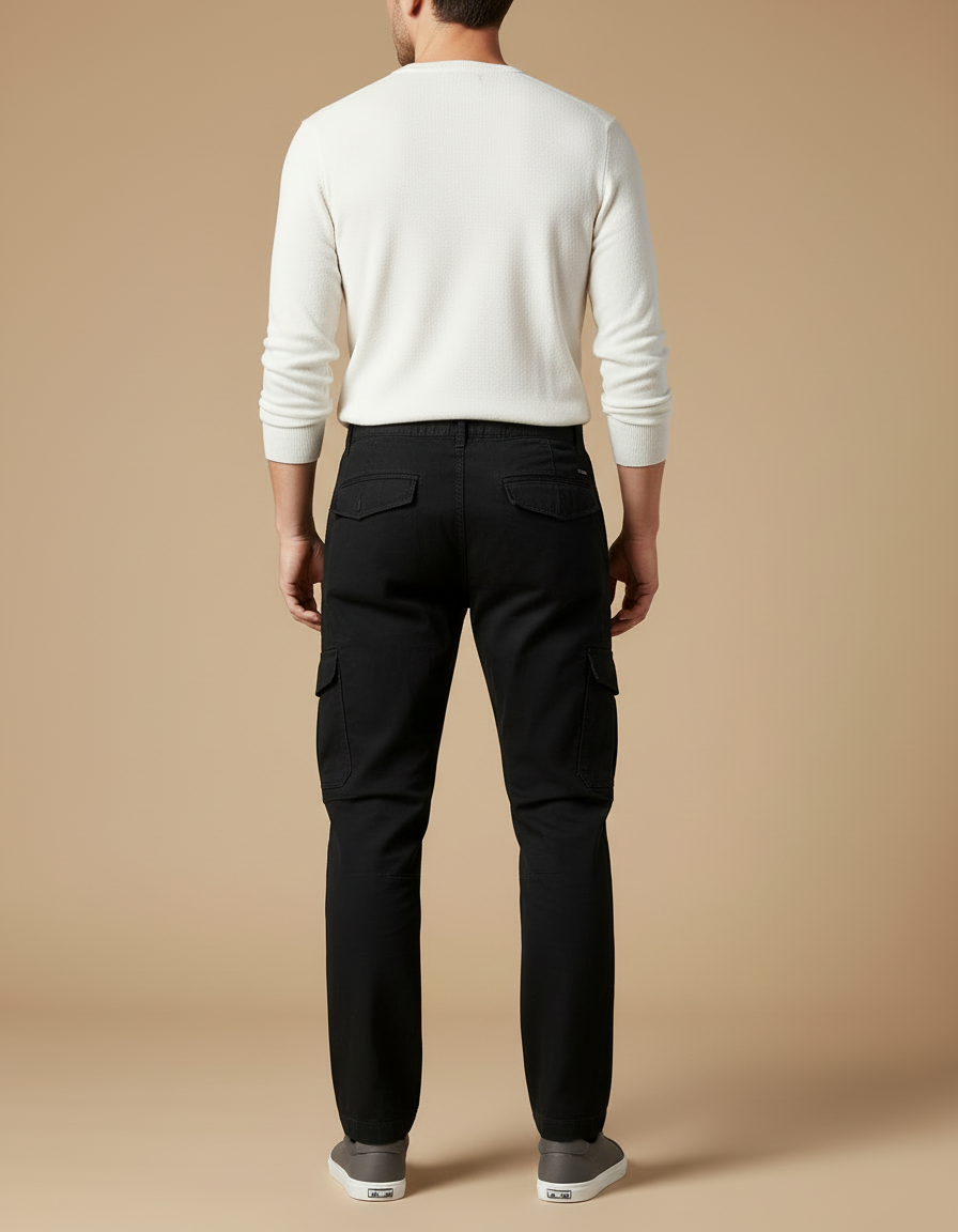 Pantalon Cargo Noir Coton Multipoches Confortable Moderne Homme - vue 2
