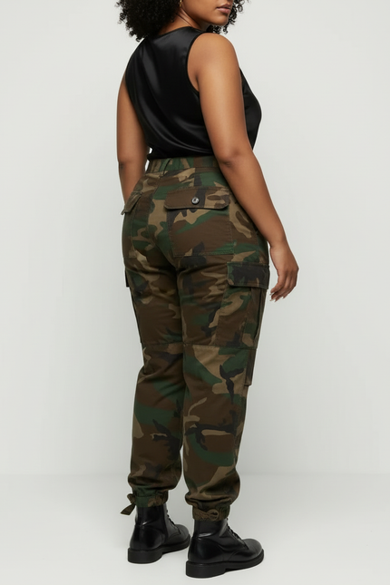 Pantalon Cargo Camouflage Ample Décontracté Streetwear Femme - Multicolore Toile - vue 2