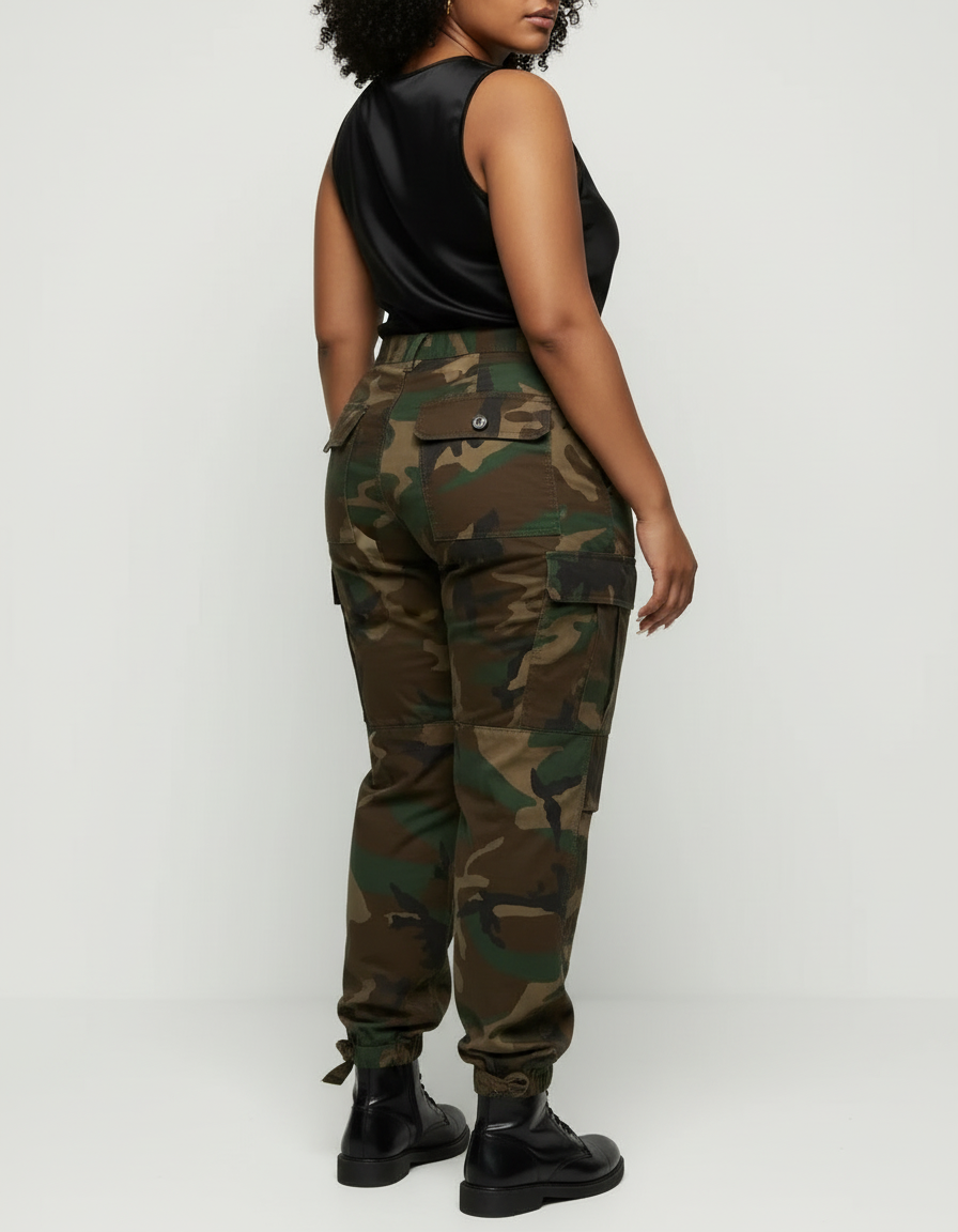 Pantalon Cargo Camouflage Ample Décontracté Streetwear Femme - Multicolore Toile - vue 2