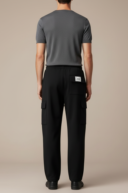 Pantalon Cargo Noir Ample Coton Décontracté Homme - Molleton - vue 2