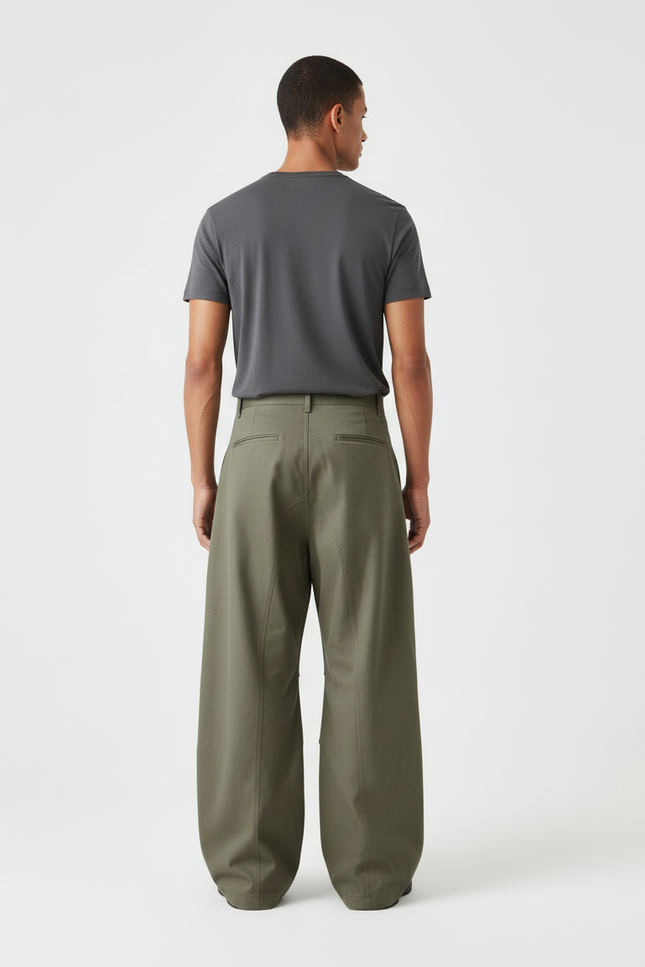 Pantalon Cargo Homme Kaki Ample Zips Plissé - Gabardine - vue 2