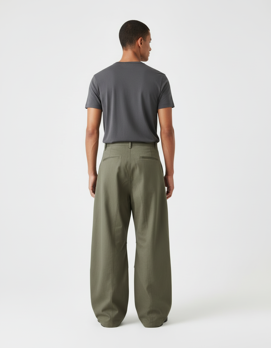 Pantalon Cargo Homme Kaki Ample Zips Plissé - Gabardine - vue 2