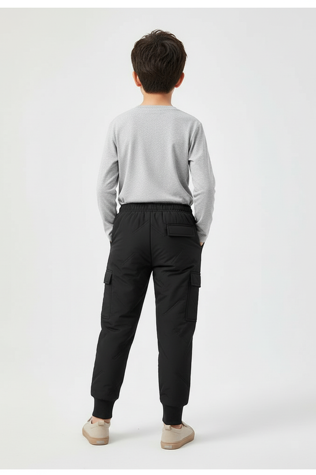 Pantalon Cargo Noir Matelassé Imperméable Enfant - Polyester - vue 2