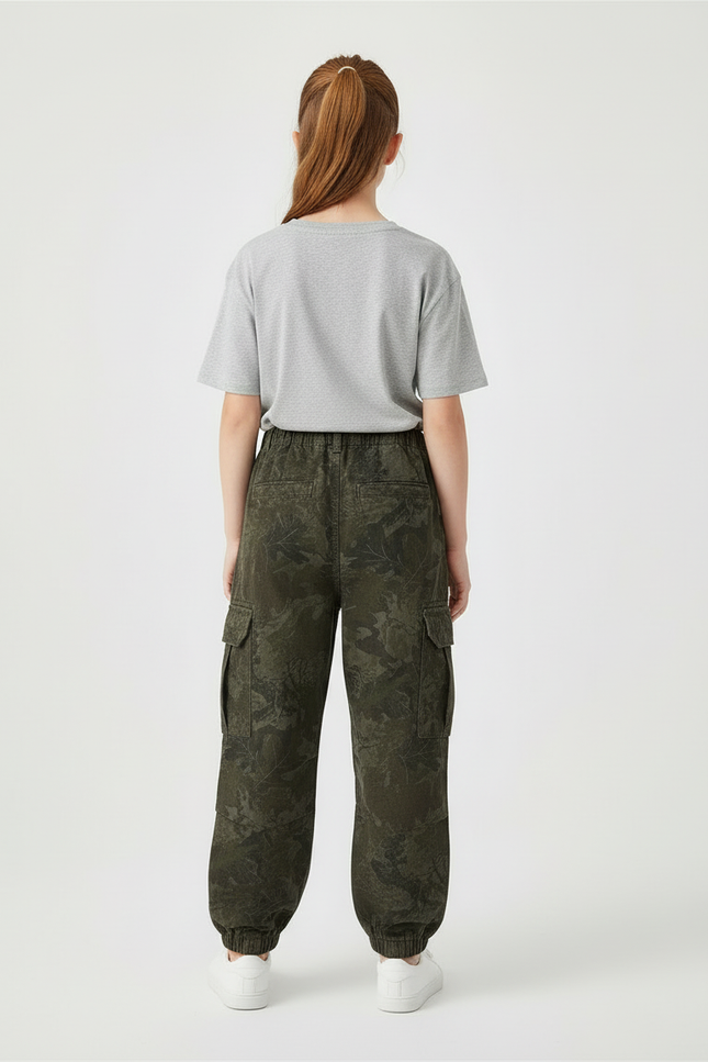 Pantalon Cargo Camouflage Vert, Ample, Enfant - Coton - vue 2