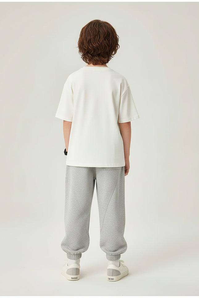 Pantalon Cargo Gris Ample Coton Enfant Décontracté - Molleton - vue 2