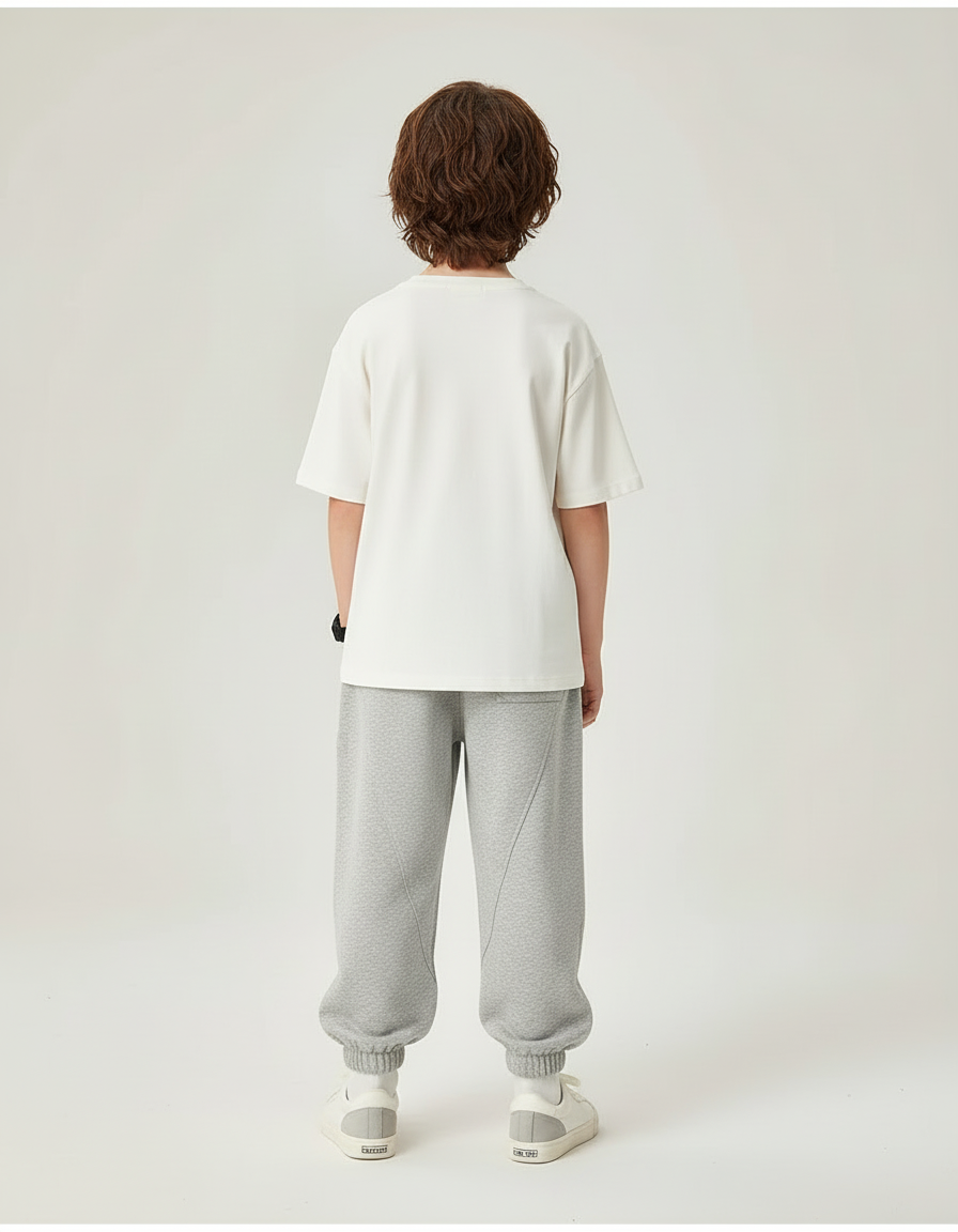 Pantalon Cargo Gris Ample Coton Enfant Décontracté - Molleton - vue 2
