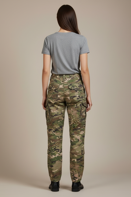 Pantalon Cargo Camouflage Militaire Multipoches Femme - Multicolore Toile - vue 2