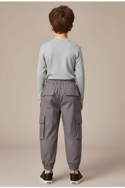 Pantalon Cargo Gris Décontracté Multipoches Enfant - Polyester - vue 2