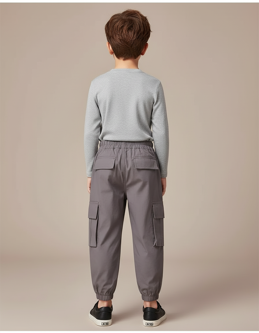 Pantalon Cargo Gris Décontracté Multipoches Enfant - Polyester - vue 2