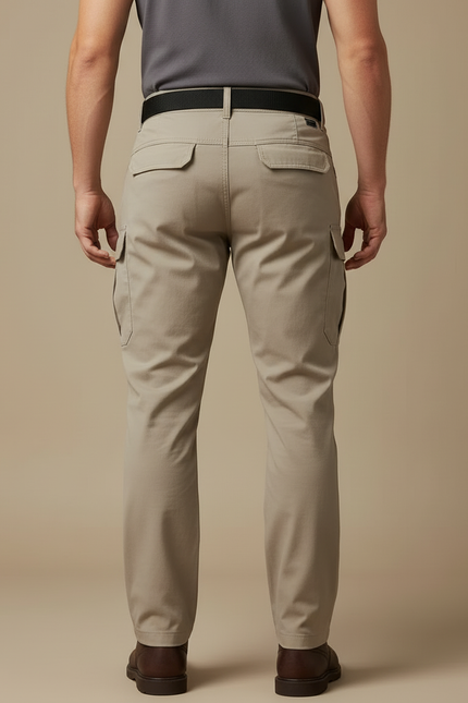 Pantalon Cargo Beige Tactique Multipoches Homme - Toile - vue 2