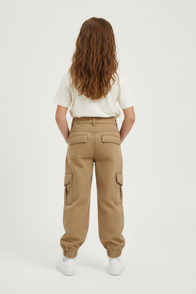 Pantalon Cargo Beige Ample Coton Multipoches Enfant - Toile - vue 2
