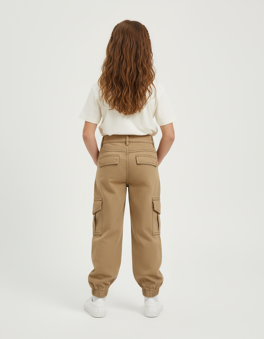 Pantalon Cargo Beige Ample Coton Multipoches Enfant - Toile - vue 2