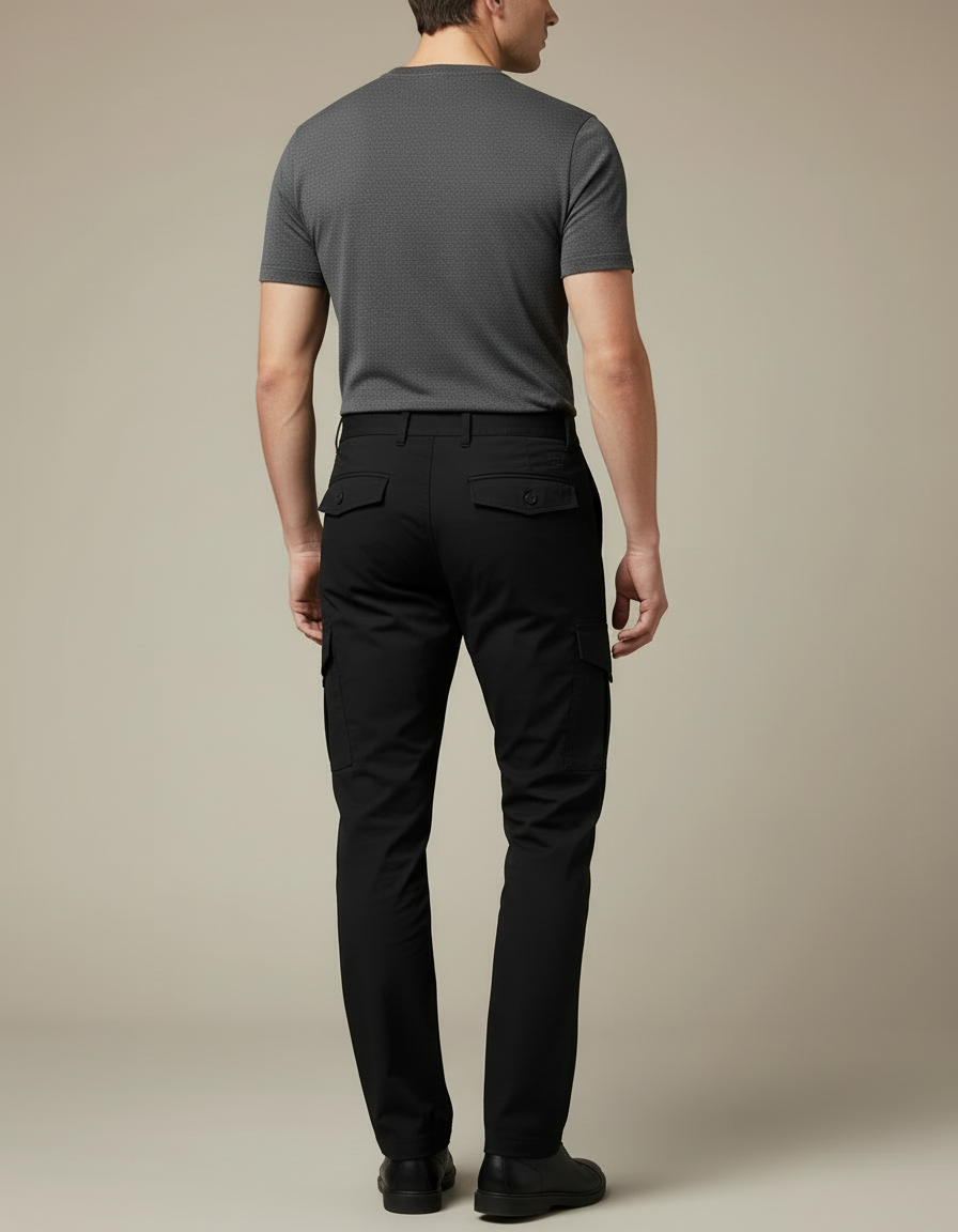 Pantalon Cargo Noir Slim Multipoches Urbain Homme - Gabardine - vue 2