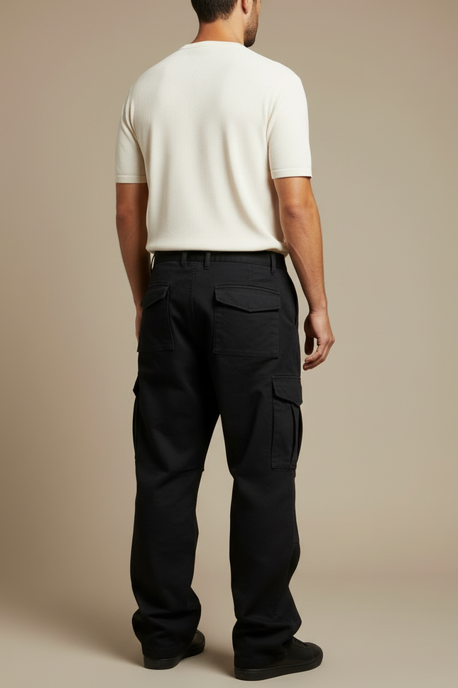 Pantalon Cargo Noir Ample Multi-Poches Homme - Toile - vue 2