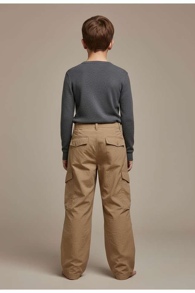 Pantalon Cargo Beige Décontracté Ample Multipoches Enfant - Polyester - vue 2