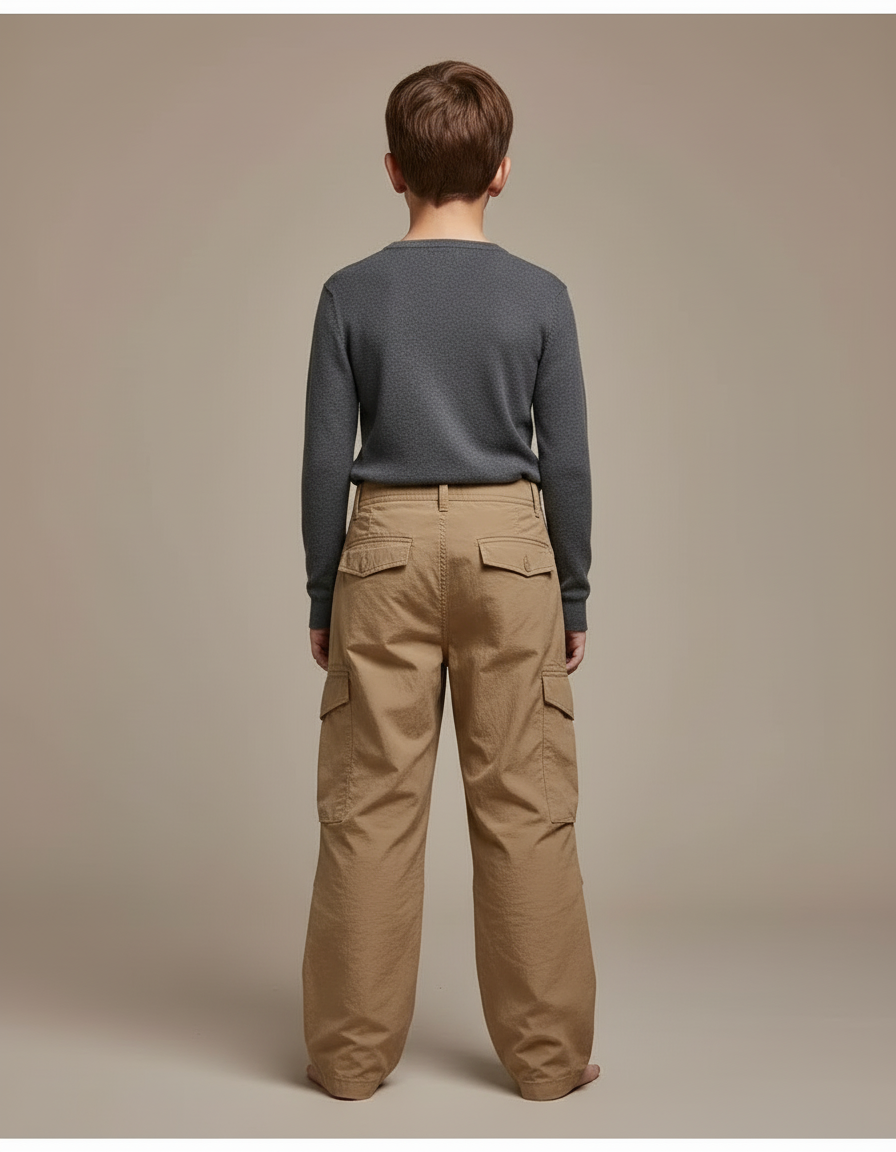 Pantalon Cargo Beige Décontracté Ample Multipoches Enfant - Polyester - vue 2