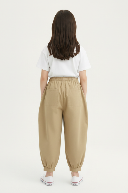 Pantalon Cargo Beige Décontracté Ample Enfant Coton - vue 2
