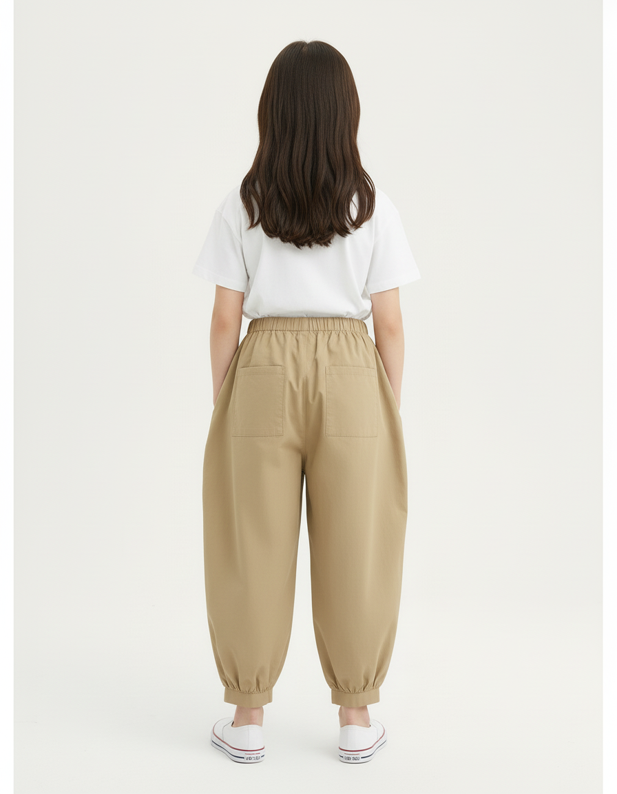 Pantalon Cargo Beige Décontracté Ample Enfant Coton - vue 2