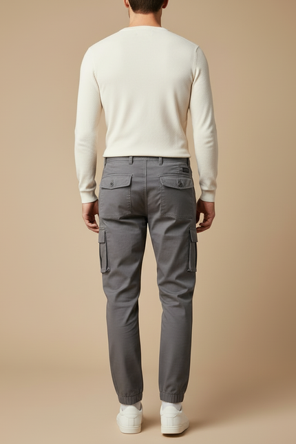 Pantalon Cargo Fuselé - Gris Coton - vue 2