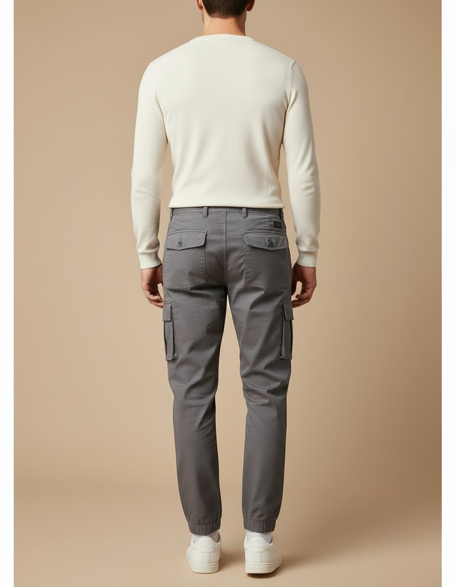 Pantalon Cargo Fuselé - Gris Coton - vue 2