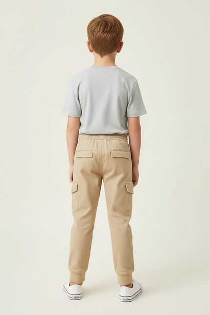 Pantalon Cargo Beige Coton Jogger Décontracté Garçon - Toile - vue 2