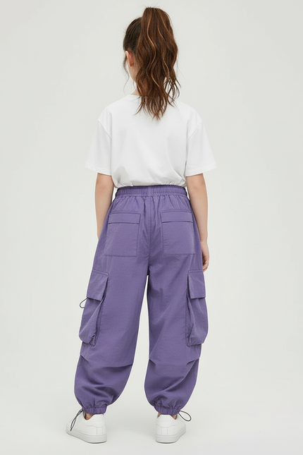 Pantalon Cargo Violet Ample Léger Enfant Décontracté - Polyester - vue 2