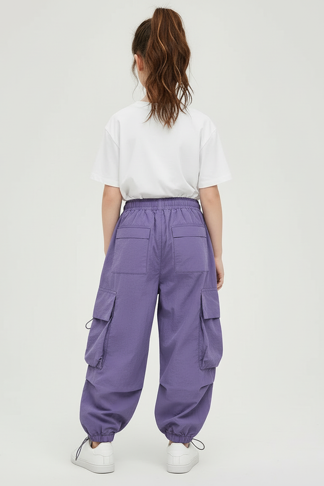 Pantalon Cargo Violet Ample Léger Enfant Décontracté - Polyester - vue 2