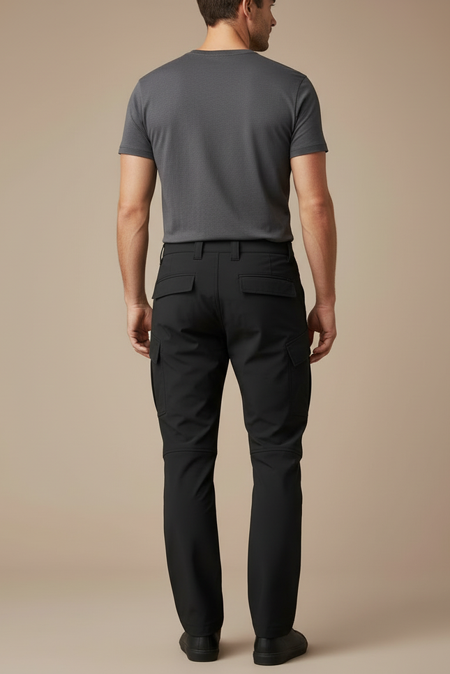 Pantalon Cargo Homme Noir Coupe Droite Multipoches - Polyester - vue 2