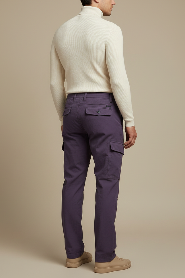 Pantalon Cargo Violet Homme Coton Décontracté - vue 2