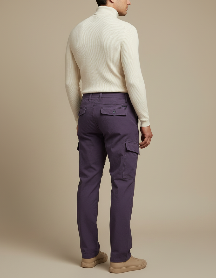 Pantalon Cargo Violet Homme Coton Décontracté - vue 2