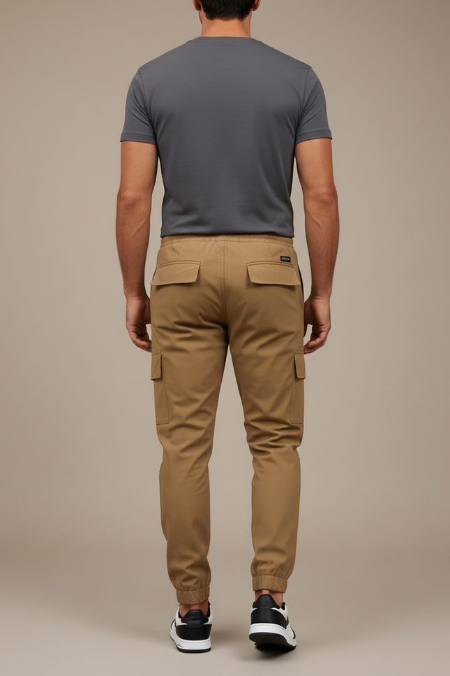 Pantalon Cargo Kaki Homme Jogger Multipoches Cordon - Polyester - vue 2